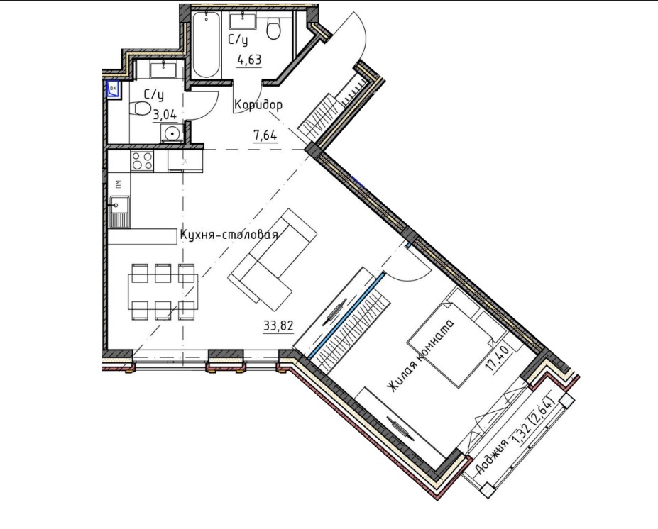 планировка квартиры 68 м2